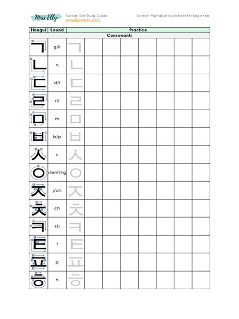 Korean Alphabet Worksheet | PDF - Worksheets Library