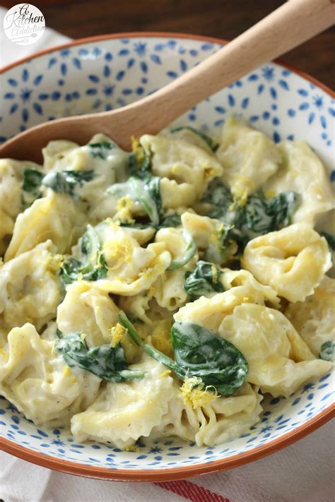 Tortellini with Spinach and Lemon Cream Sauce - A Kitchen Addiction