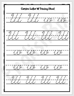 Cursive Letter W Tracing Worksheet - EnglishBix