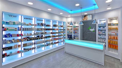 Glass Shelves Retail Pharmacy Interior Design - Retail Shop Interior Design & Store Layout Design