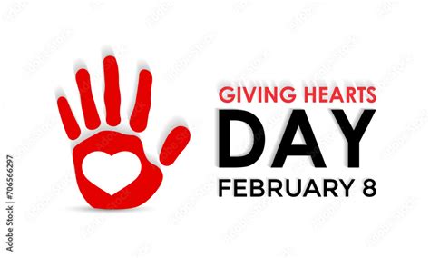 National giving hearts day . February 8. Hands with hearts. Valentines day vector concept ...