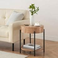 Hommpa Tall End Table Side Table with Storage Space Brown Nightstand for Bedroom Couch Side ...