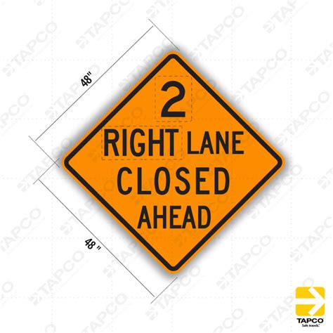 C20 (CA) RIGHT/LEFT LANE CLOSED AHEAD Sign | 314502 | TAPCO - Traffic & Parking Control Co., Inc.