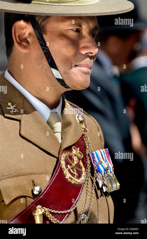 Soldier of the Royal Gurkha Rifles in ceremonial uniform with medals Stock Photo, Royalty Free ...