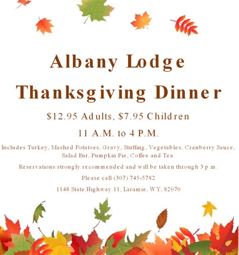 Albany Lodge Thanksgiving Dinner - Albany Lodge - Wyoming snowmobiling ...