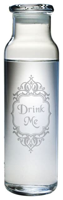 "Drink Me" Water Bottle With Lid, 24 oz. - Contemporary - Water Bottles - by Susquehanna Glass ...