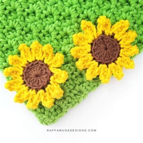 How to Crochet a Sunflower Applique + VIDEO Tutorial – Free Crochet Pattern • RaffamusaDesigns