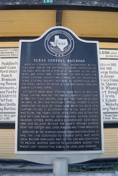 Texas Central Railroad - TEXAS HISTORICAL MARKERS