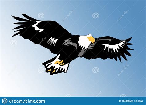 Illustration of an Eagle Flying High by Monitoring the Prey Below Stock Illustration ...