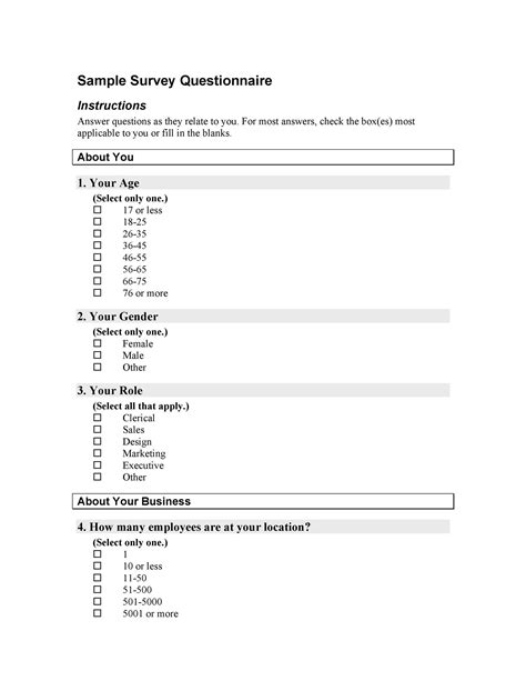 Questionnaire Maker Printable