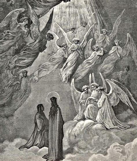 Angels In Heaven Dante's Divine Comedy Illustration Drawing by