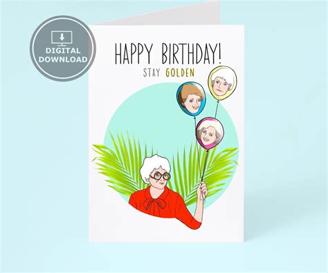 Golden Girls Printable Birthday Card, Golden Girls TV Show Card, Funny Golden Girls Birthday ...