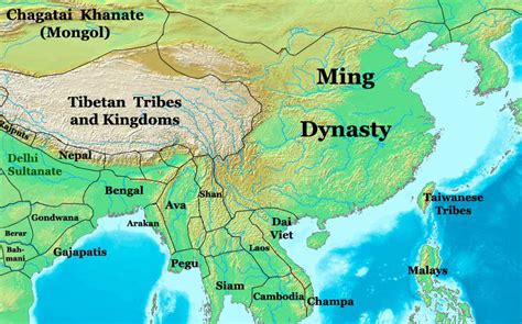 Ming Dynasty Map, China, 1400 AD - Nations Online Project