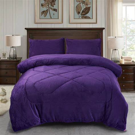 Jin Mai Lan Solid Purple Polyester Washable Reversible Bed Blankets ...