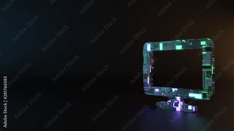 science fiction metal symbol of desktop icon render Stock Illustration | Adobe Stock