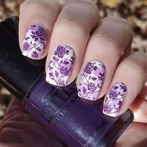 Cool 46 Stunning Stamping Nail Art Ideas #purplenail | Nail stamping ...