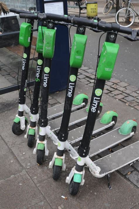 LIME or LIME S ELECTRIC SCOOTERS are CALIFORNIA DESIGN Editorial Image - Image of scandinaia ...