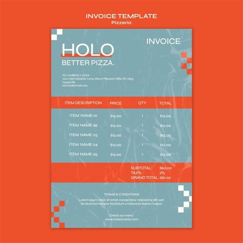 Premium PSD | Invoice template for italian pizza restaurant