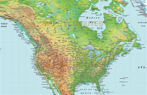 Digital vector North America Medium Relief map in Illustrator CS format