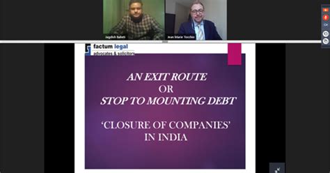 Webinar on "An exit route & Closure of Companies in India with Factum Legal" | CCI France Inde