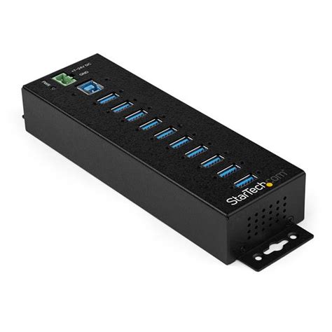 10-Port Industrial USB 3.0 Hub with External Power Adapter - ESD & 350W ...