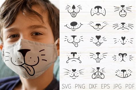 Animal face mask svg, face mask bundle kids, mask (1003668)