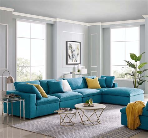 Kolton Down Filled Overstuffed 5 Piece Sectional Sofa Set WL-04544-MW ...