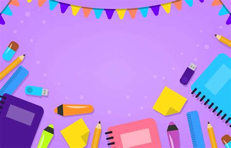 Download Colorful School Supplies On Purple Background | Wallpapers.com