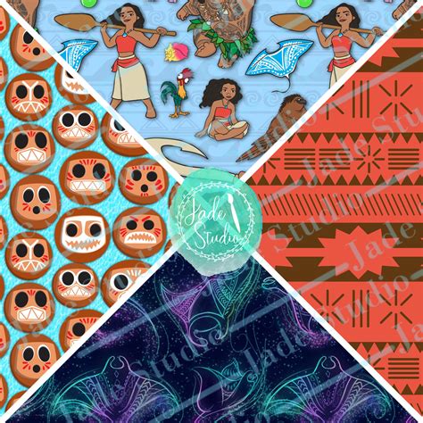 Moana 6 Digital Design Set Background Designs Seamless Pattern - Etsy