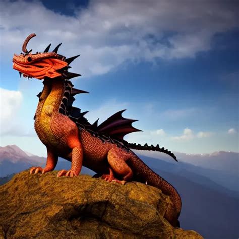 A dragon sitting on a mountain, 4K photograph, natural | Stable Diffusion | OpenArt