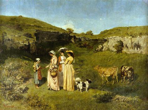 Young Ladies of the Village Painting by Gustave Courbet - Pixels