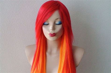 Red / Orange hair Ombre wig. Long straight hair Long by kekeshop Ombre Wigs, Ombre Hair, Red And ...