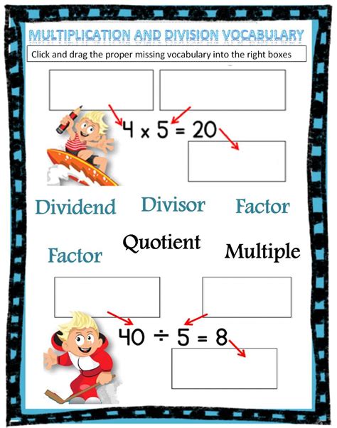 Multiplication and Division Vocabulary - Interactive worksheet Addition Facts, Addition And ...