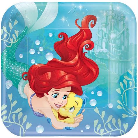 Square The Little Mermaid Ariel Dream Big Dinner Plates 23cm Pack of 8