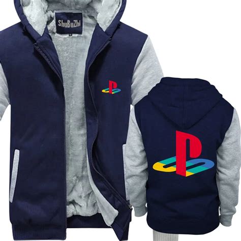 Winter Jacket Warm Hoodie Men Thick Hooded Hipster Playstation Sony Playstation Logo Gamer ...