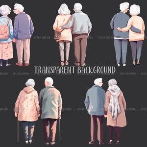 Watercolor Elderly Couples Clipart Aged Clipart Old-aged Couple Love ...