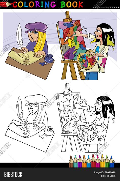 Poet Painter Cartoon Vector & Photo (Free Trial) | Bigstock