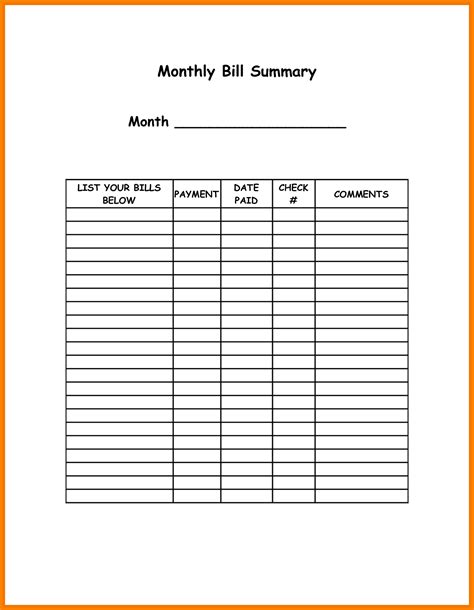 Printable Spreadsheet For Monthly Bills within Excel Templates Budget Monthly Household Bills ...