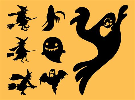 Ghosts And Witches Silhouettes Vector Art & Graphics | freevector.com