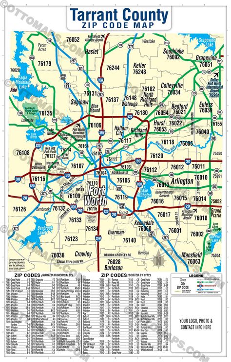 Tarrant County, TX Zip Code Map – Otto Maps