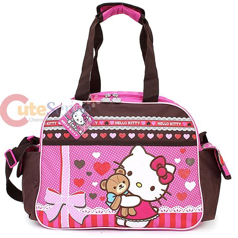 Pink and Brown Hello Kitty Teddy Bear Hug Duffle Bag - Hello Kitty Travel Bag… - Walmart.com