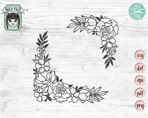 Flower SVG Files Flower Border SVG Flower Corner svg Floral | Etsy