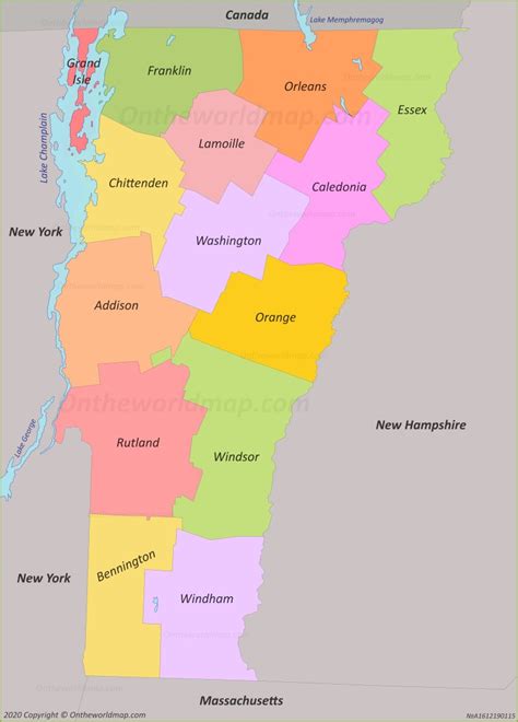 Vermont County Map - Ontheworldmap.com