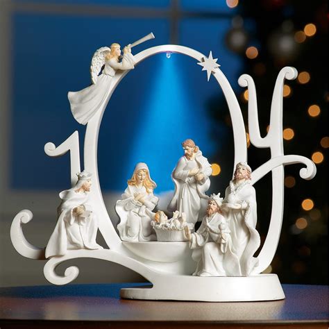 Lighted Joy Nativity Scene Holiday Sculpture | Collections Etc.