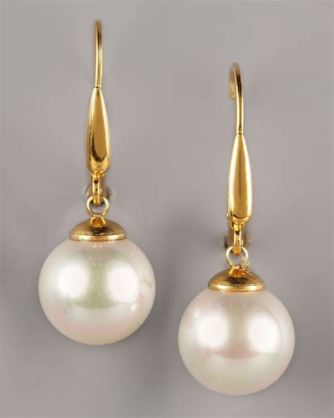 Majorica Pearl Drop Earrings in White (white pearl) | Lyst