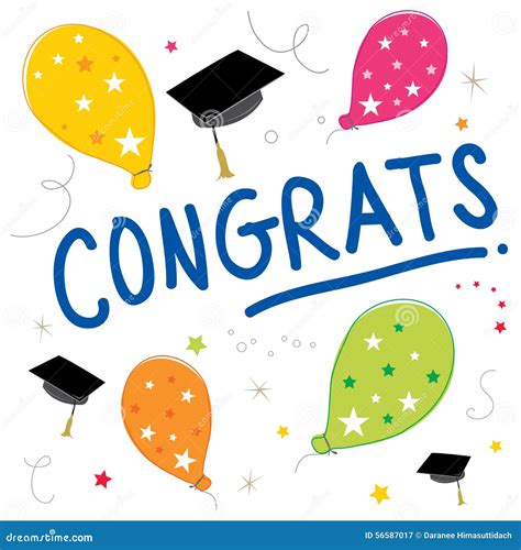 Congrats Text Balloon Color Graduate Vector Design Stock Vector - Illustration of statement ...