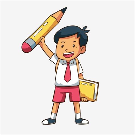 Student With Pencil Clipart Hd PNG, School Student Illustration Student Pencil Boy Student Hand ...