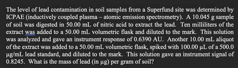 Solved The level of lead contamination in soil samples from | Chegg.com