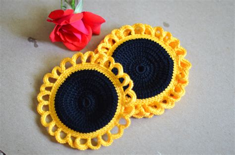 Sunflower Crochet Coaster Set of 4/ Placemat/ House Decoration /best ...