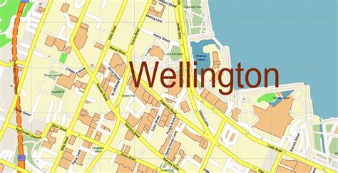 Wellington New Zealand Map Vector Exact High Detailed City Plan ...